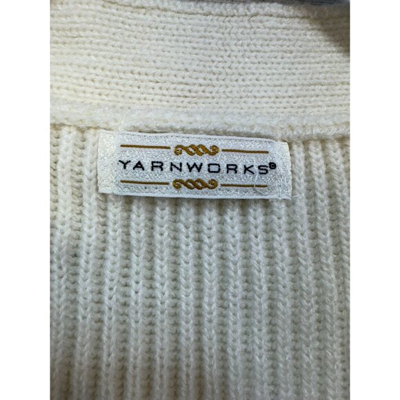 Yarnworks Womens Ribbed Button Front Cardigan Large Cream - Picture 2 of 12